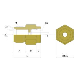 共栄ハイドリック 高圧洗浄機用継手 M22オスネジ(芯棒φ14)×Rcタイプ M22×1.5 Rc1/2 NC-39｜egaos