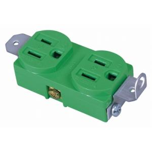 日動工業　金具付コンセント　緑　2PE-GK
