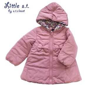 リボンコート　中綿コート　ジャケット　子ども　防寒　ピンク　110cm　120cm　130cm　Little s.t.by s.t.closet　リトルエスティー　30％OFF｜egaoshop