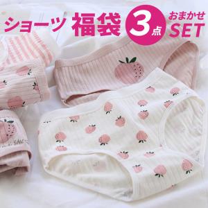 ショーツ レディース 福袋 3枚セット 彩ショーツ イチゴ ストライプ ポイント消化 かわいい おしゃれ 伸縮性抜群 お得 まとめ買い セール