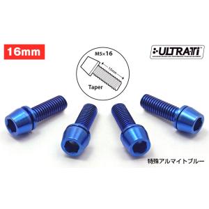 EGWORKS 高強度64チタンボルト ULTRA-Ti ステム用M5/16mm ワッシャーつき　サンセットブルー　4本セット｜egworks-online