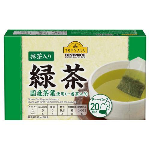 トップバリュ　ベストプライス　抹茶入り　緑茶　国産茶葉使用(一番茶入り)　40g(2g×20袋)×6...