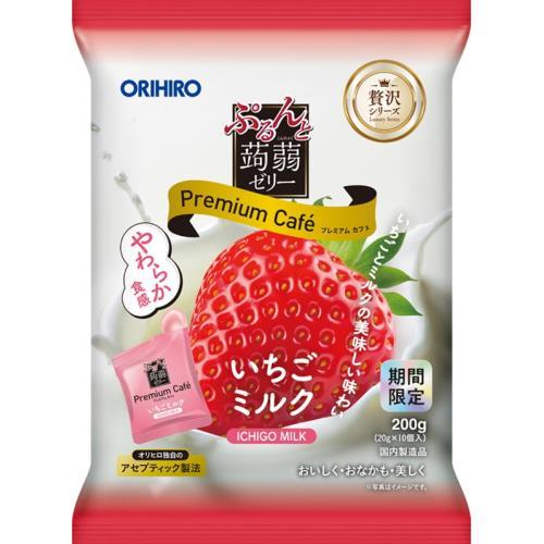 オリヒロプランデュ　ぷるんと蒟蒻ゼリー　プレミアムカフェ　いちごミルク　10個