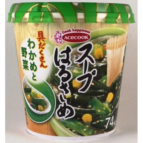 【セット販売】エースコック　スープはるさめわかめと野菜　21G×6個セット