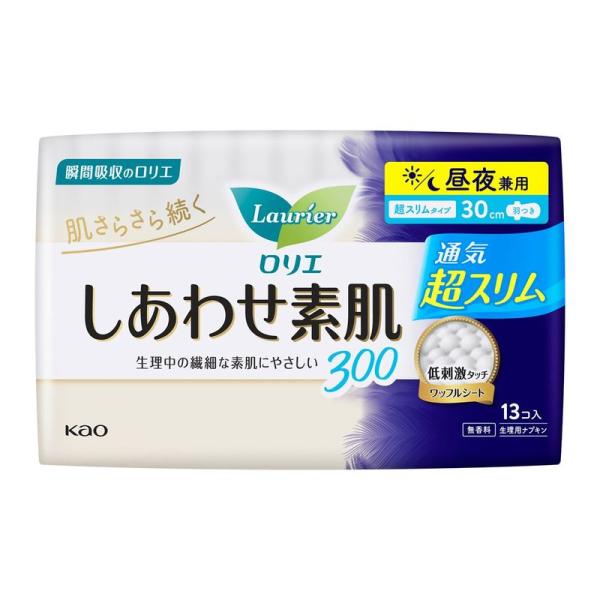 ロリエ　しあわせ素肌　通気超スリム　昼夜兼用30CM　羽つき　13個