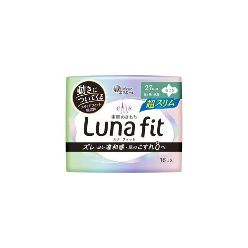 大王製紙　エリス　素肌のきもち　ルナフィット　超スリム　特に多い昼用　２７cm　羽つき　16枚