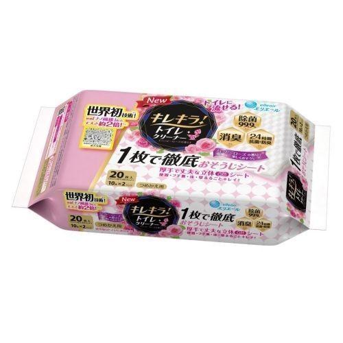 大王製紙　キレキラ!　トイレおそうじシート　ハッピーローズ　詰め替え　20枚　トイレクリーナー