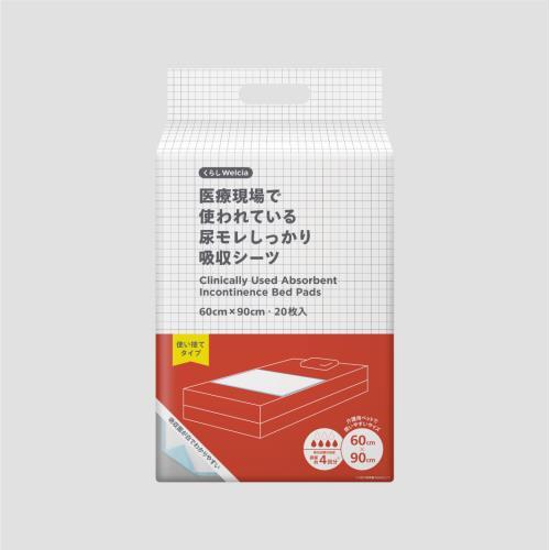くらしWelcia　医療現場で使われている尿モレしっかり吸収シーツ　60cm×90cm　20枚入