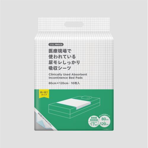 くらしWelcia　医療現場で使われている尿モレしっかり吸収シーツ　80cm×120cm　10枚入