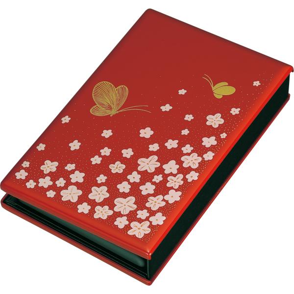 『文字入れ無料』花と蝶(本朱) マインドアルテ 携帯位牌 仏壇