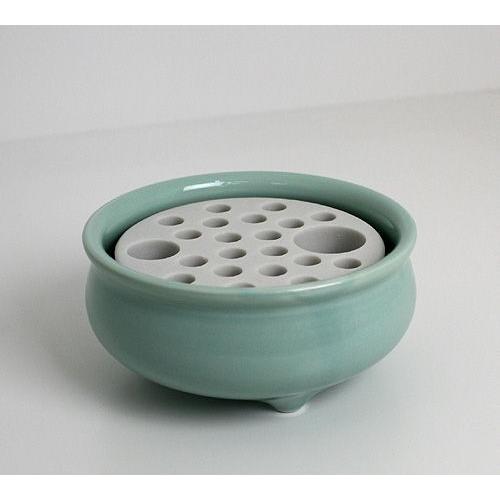 お墓用品 多孔盤香炉(大)青磁