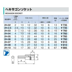 TONE ヘキサゴンソケット 6mm 長さ26...の詳細画像1