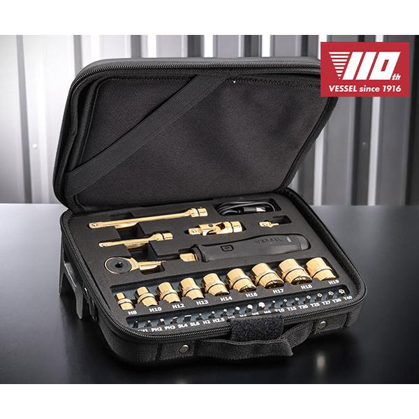 ベッセル 電動スリムラチェットセット 110周年限定 ゴールドエディション 33点セット 充電式 電...