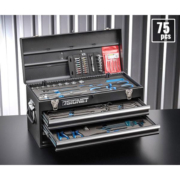 【数量限定 復刻モデル】SIGNET 9.5sq 75PCツールセット マットブラック ツールボック...