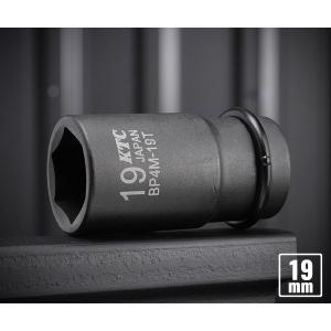 KTC BP4M-19TP サイズ19mm ピン・リング付 12.7sq.インパクトレンチ用薄肉セミディープソケット