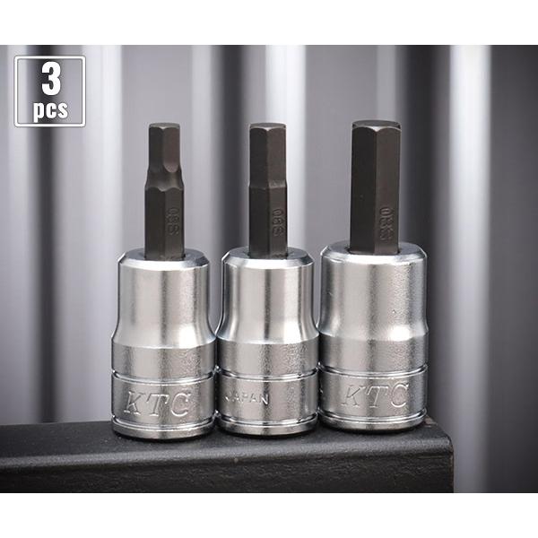 KTC (BT3-S-3P) 9.5sq.(3/8) ショートヘキサゴンビットソケット 3点セット ...