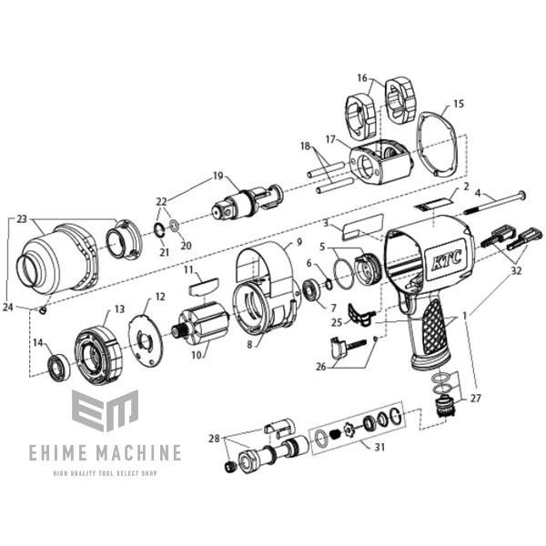[部品・代引き不可] KTC 19.0sq.インパクトレンチ JAP650A用パーツ 2141-K3...