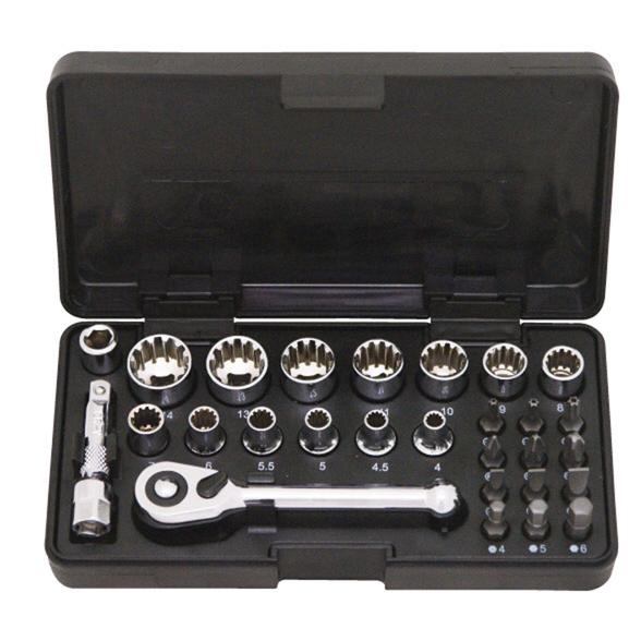 【12月の特価品】シグネット 1/4DR スプラインソケット&amp;ビットセット 28PC (22038)...