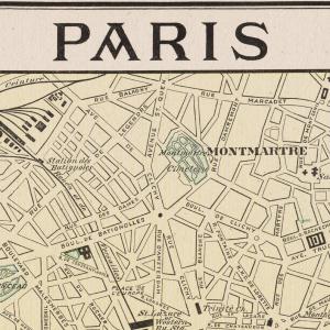 アート ビンテージ 古地図 パリ市街（1901） イラスト 2L A4 A3 B3 A2