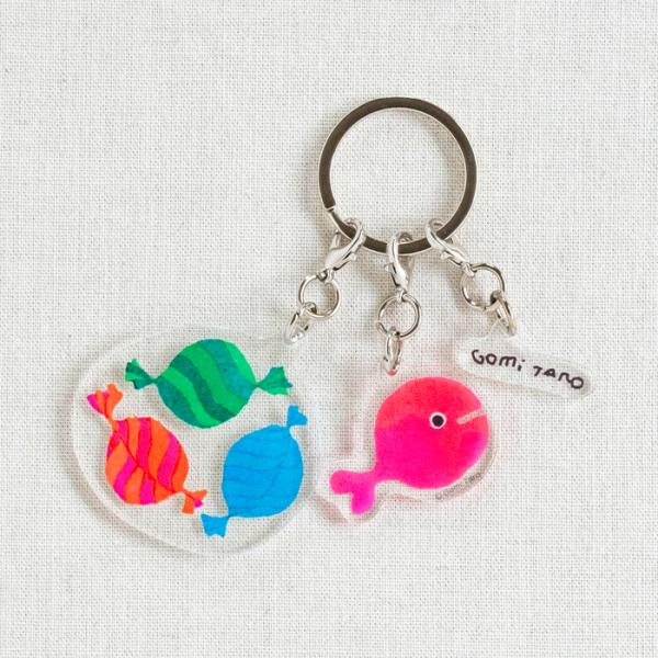 五味太郎 3連アクリルキーホルダー キャンディ 絵本 グッズ きんぎょがにげた キーホルダー