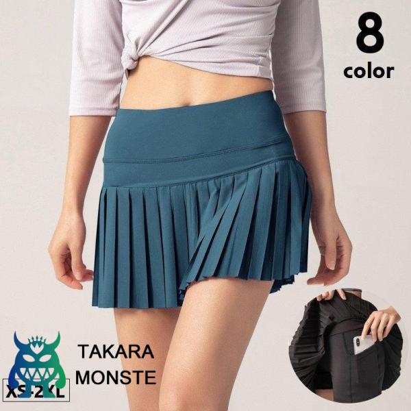 スコート テニススカート ランスカ レディースウェア 女性 ボトムス プリーツ 大きいサイズ キュロ...