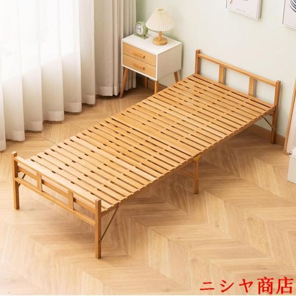 折りたたみベッド 天然竹製 ベッドフレーム シングル 80-150cm 選択可 組立不要 耐荷重30...