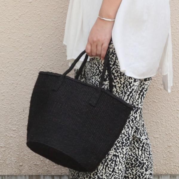 かごバッグ サイザル カゴバッグ ラウンド S K1103D-10 ブラック レディース 9インチ ...