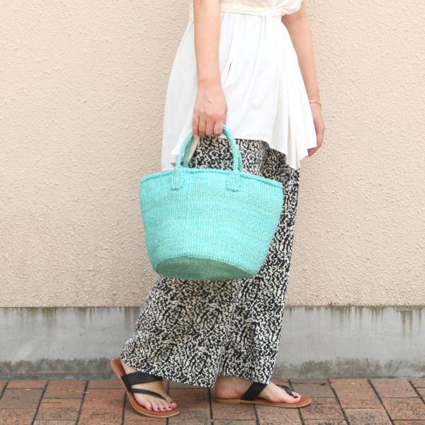 かごバッグ サイザル カゴバッグ ラウンド S K1103D-72 ミント レディース 9インチ プ...