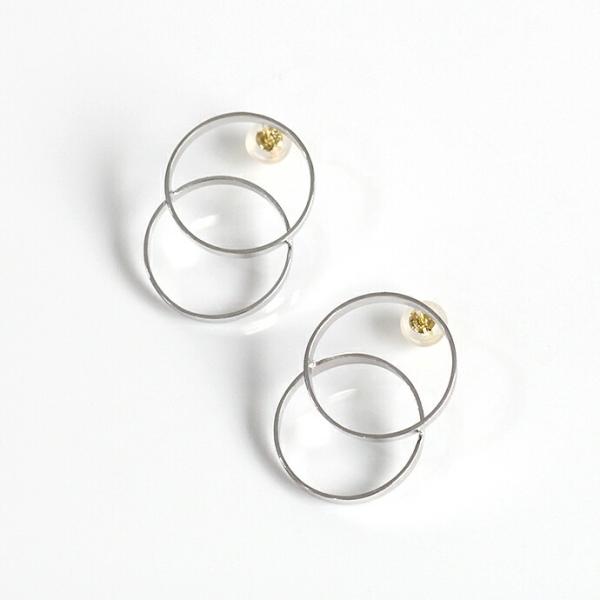 siki (シキ) / SK-LP03-SV ダブルサークルラインピアス - シルバー