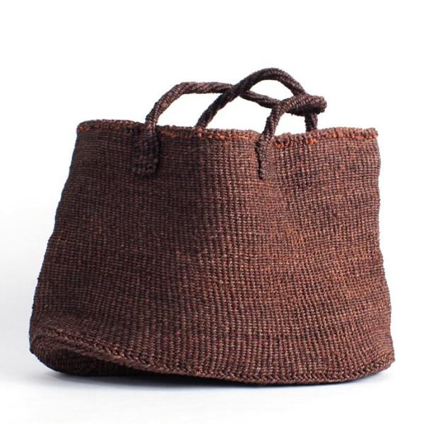 サイザル カゴバッグ 楕円L - ダークブラウン かごバッグ