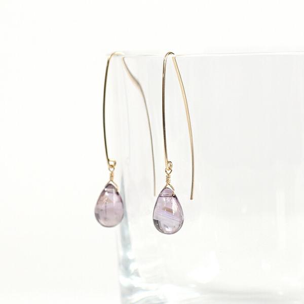 su（スウ） / cealfon05 ロングフック ヒトツブ ピアス - アメジスト レディース ギ...