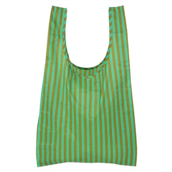 BAGGU (バグゥ) STANDARD BAGGU エコバッグ ストライプ グリーン×ブロンズ シ...