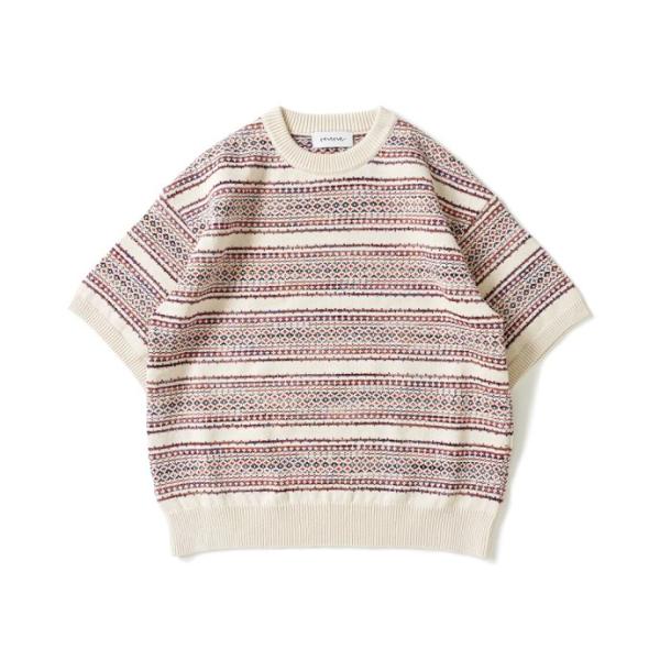 reverve / RV23S002 - IVORY 半袖コットンフェアアイルニットプルオーバー ア...