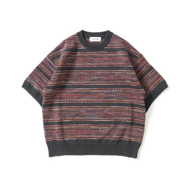 reverve / RV23S002 - GRAY 半袖コットンフェアアイルニットプルオーバー グレ...