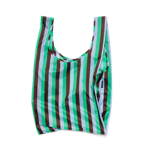 BAGGU バグー エコバッグ  90s ストライプ ミント × ブラウン 100%リサイクルナイロ...