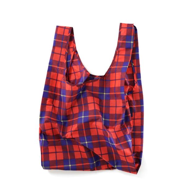 BAGGU バグー エコバッグ タータンレッド 日本限定モデル チェック 100%リサイクルナイロン...