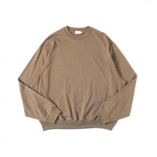 handvaerk ハンドバーク / コットン クルーネック長袖カットソー BROWN KHAKI ...