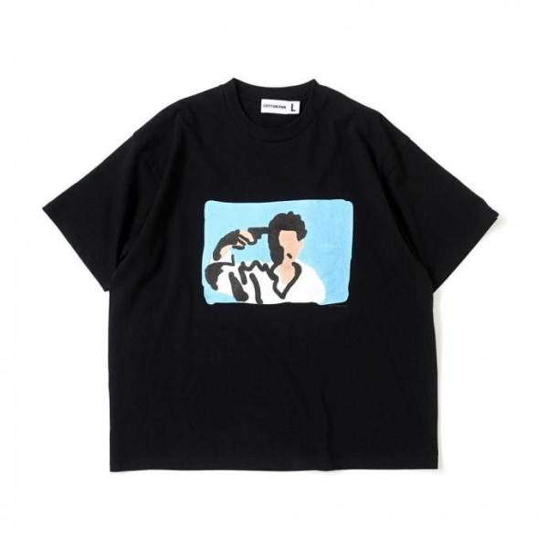 COTTON PAN / 夏休み（朝日） 半袖Tシャツ - BLACK ブラック