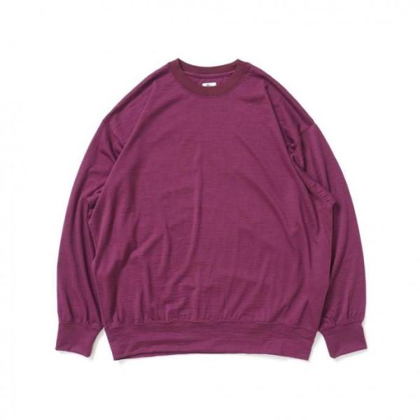 O- オー / MERINO SWEATSHIRT - Bordeaux Purple Stripe...