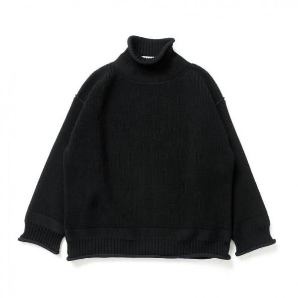 kontor / KON-KN01253 - BLACK ハイネック ガンジーセーター