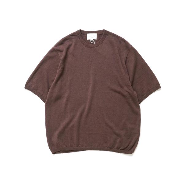 STILL BY HAND / KN03262 - BORDEAUX リネン混 半袖ニットTシャツ