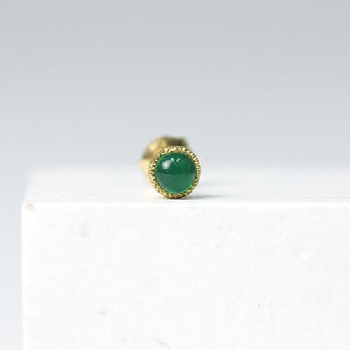 sala（サラ） / k18 一粒ストーン ピアス - グリーンアゲート (片耳タイプ)