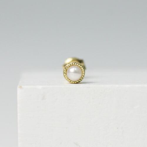 sala（サラ） / k18 一粒ストーン ピアス - パール (片耳タイプ)