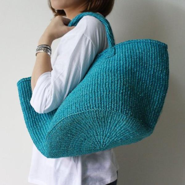 サイザル カゴバッグ ラウンド M / K1104-87 - ターコイズ レディース カゴバッグ 1...