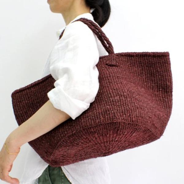 サイザル カゴバッグ ラウンド M / K1104-38 - ワイン レディース カゴバッグ 12イ...