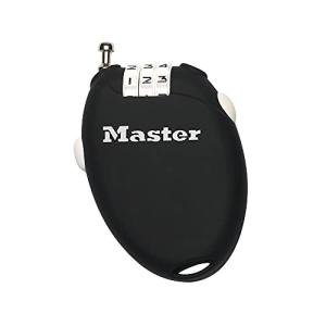 Master Lock (マスターロック) ダイヤル式リトラクトケーブルロック 3桁 4603JADBLK ブラック ケーブル長さ0.61m 太さ2ｍ｜eiai