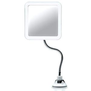 Fancii 10倍拡大鏡 LED化粧鏡 調光可能な自然光 吸盤ロック グースネック付き 360度回転 スタンド/壁掛け両用 浴室鏡 アーム 化粧ミラ｜eiai