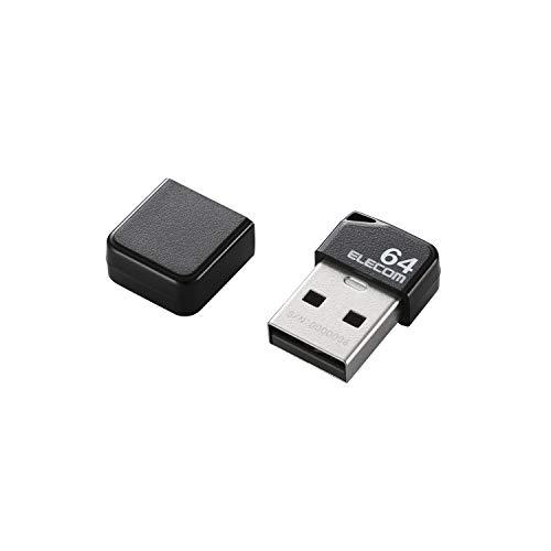エレコム USBメモリ 64GB USB2.0 小型 キャップ付ブラック MF-SU2B64GBK