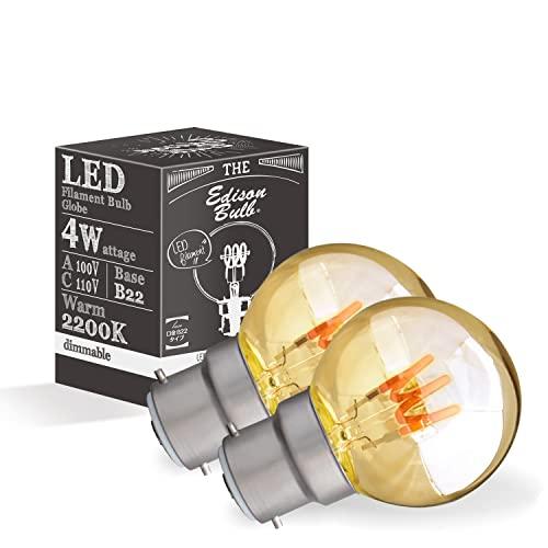 【2個セット】B22 調光器対応 エジソンバルブ LED電球 バヨネット式 (スパイラルミニGLOB...