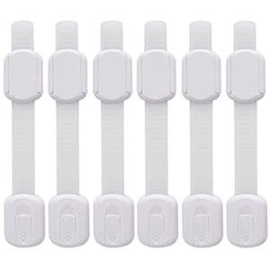 D.B.J ベビーガード チャイルドロック 長さ調整可 引き出し 冷蔵庫 ドアロックストッパー 曲げられる 指挟み防止 子供 赤ちゃん 白 6個セット